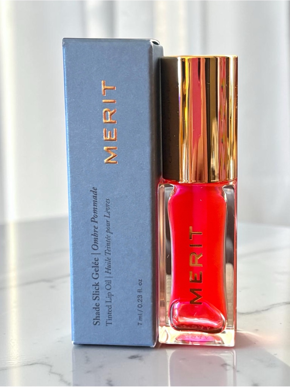 💎 Merit Beauty Shade Slick Tinted Lip Oil Color LES DEUX NIB Full-Size